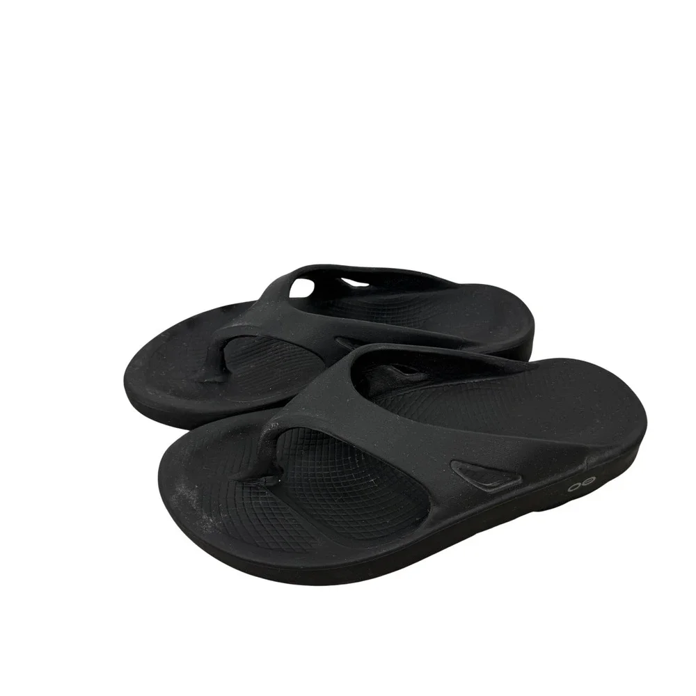 OOFOS OOriginal Recovery Sandal Black Thong Flip Flop Womens 8 Mens 6 EU 39